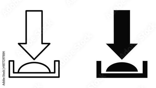 Simple illustration of arrow pressing down on a dome shaped object