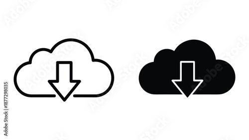 Cloud download icon set