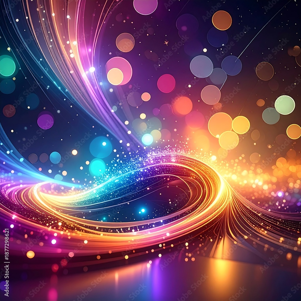 Obraz premium Swirling, luminous abstract art with vibrant bokeh and trails