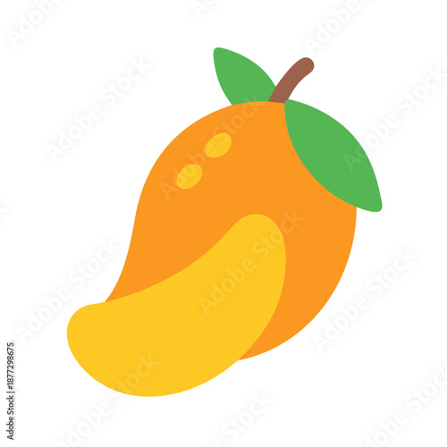 A colorful flat illustration of a fresh juicy mango