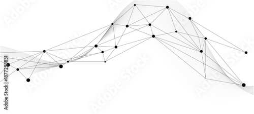 Abstract tech network connection dots. Digital technology and big data analysis background