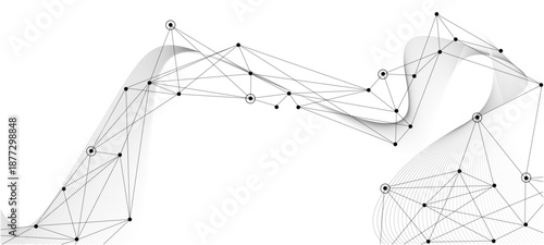 Abstract tech network connection dots. Digital technology and big data analysis background