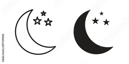 Moon icons collection glyph and mixed vector Illustrations