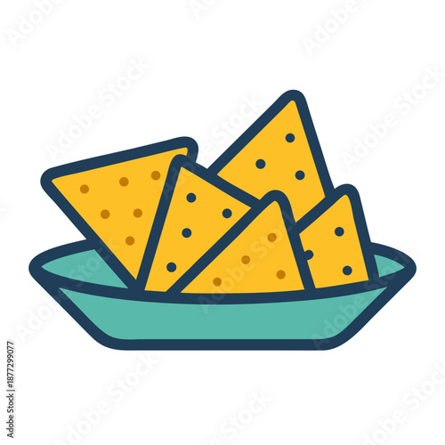 A bowl of delicious, cheesy, triangle-shaped nachos chips