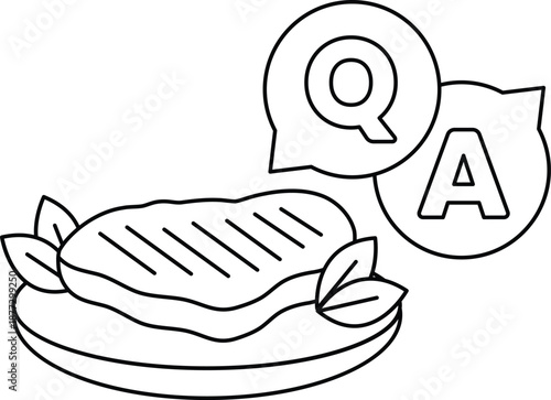 A piece of meat with a leafy green garnish on top