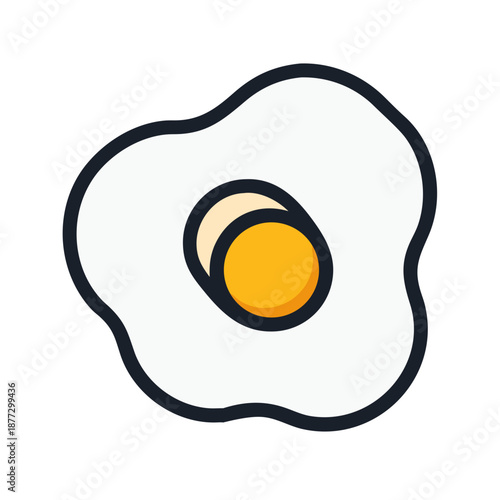 Illustration of a fried egg with yolk on white background