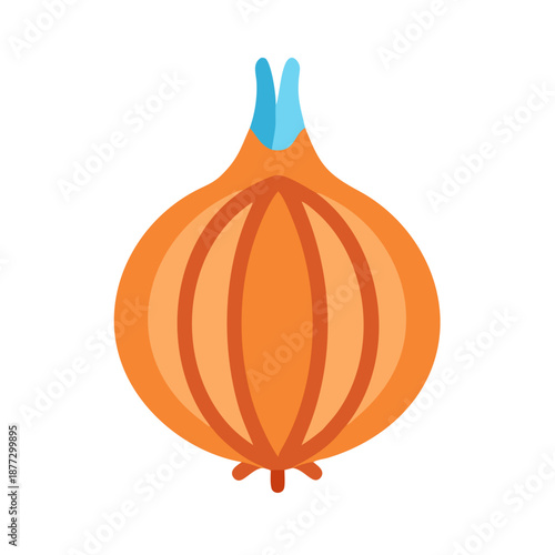 Flat vector illustration of single yellow onion on white