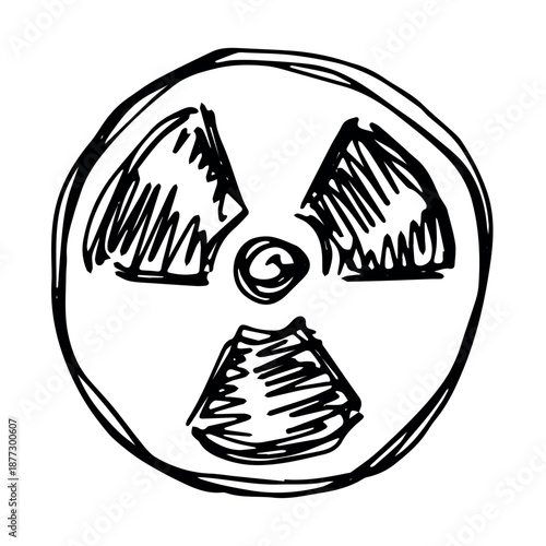 Hand drawn radiation sign Nuclear radiation hazard symbol Radioactive danger warning sign clipart in doodle style Nuclear safety Radioactive waste Single element for print, web, design, decor