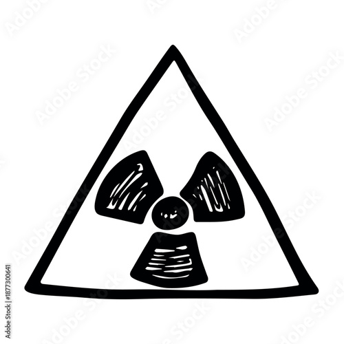 Hand drawn radiation sign Nuclear radiation hazard symbol Radioactive danger warning sign clipart in doodle style Nuclear safety Radioactive waste Single element for print, web, design, decor