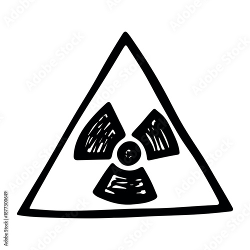 Hand drawn radiation sign Nuclear radiation hazard symbol Radioactive danger warning sign clipart in doodle style Nuclear safety Radioactive waste Single element for print, web, design, decor