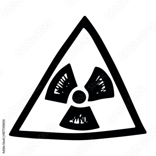 Hand drawn radiation sign Nuclear radiation hazard symbol Radioactive danger warning sign clipart in doodle style Nuclear safety Radioactive waste Single element for print, web, design, decor