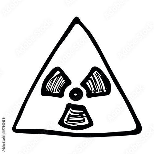 Hand drawn radiation sign Nuclear radiation hazard symbol Radioactive danger warning sign clipart in doodle style Nuclear safety Radioactive waste Single element for print, web, design, decor