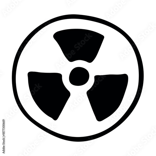 Hand drawn radiation sign Nuclear radiation hazard symbol Radioactive danger warning sign clipart in doodle style Nuclear safety Radioactive waste Single element for print, web, design, decor