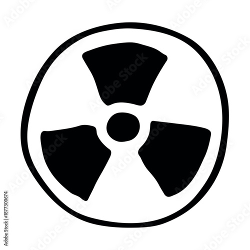 Hand drawn radiation sign Nuclear radiation hazard symbol Radioactive danger warning sign clipart in doodle style Nuclear safety Radioactive waste Single element for print, web, design, decor