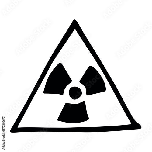 Hand drawn radiation sign Nuclear radiation hazard symbol Radioactive danger warning sign clipart in doodle style Nuclear safety Radioactive waste Single element for print, web, design, decor