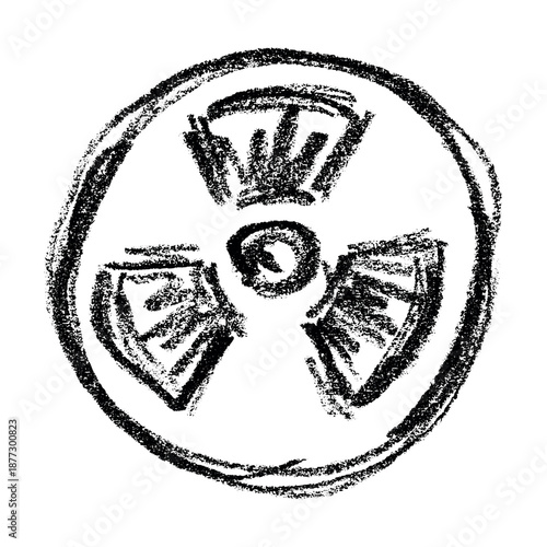 Hand drawn radiation sign Nuclear radiation hazard symbol Radioactive danger warning sign clipart in doodle style Nuclear safety Radioactive waste Single element for print, web, design, decor