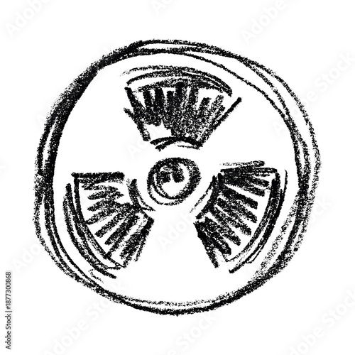 Hand drawn radiation sign Nuclear radiation hazard symbol Radioactive danger warning sign clipart in doodle style Nuclear safety Radioactive waste Single element for print, web, design, decor