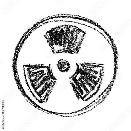 Hand drawn radiation sign Nuclear radiation hazard symbol Radioactive danger warning sign clipart in doodle style Nuclear safety Radioactive waste Single element for print, web, design, decor
