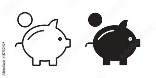 Piggy bank icons collection glyph and mixed vector Illustrations