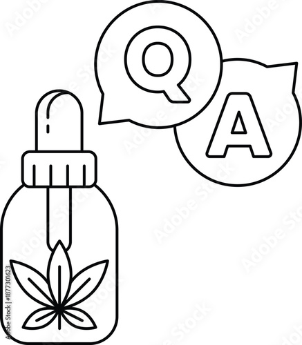 A bottle of cannabis oil with a Q and A on the side