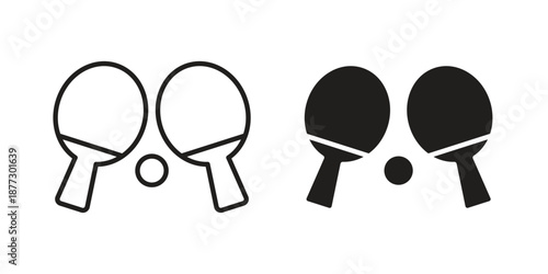 Ping pong icons collection glyph and mixed vector Illustrations