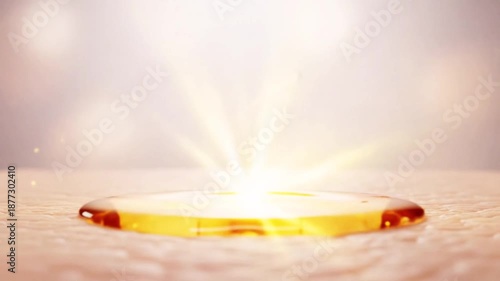 Vitamin C Serum Liquid Dropping on Skin Surface symbolizing advanced skincare, rejuvenation, and deep hydration.