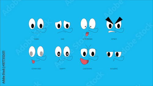 캐릭터 표정 모음(눈+코+입+화난+미소)