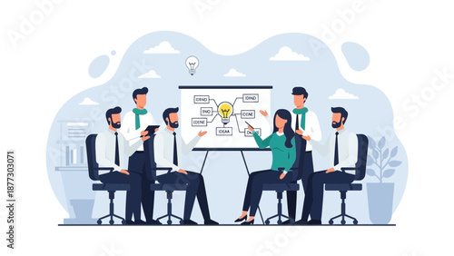 Business Team Brainstorming Ideas Meeting Presentation Strategy Planning