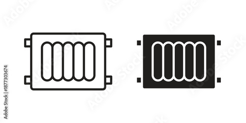 Radiator icons collection glyph and mixed vector Illustrations
