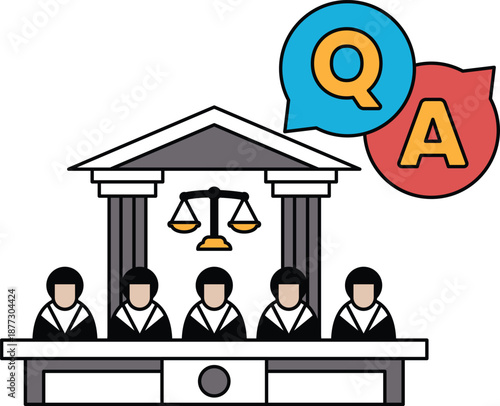 A group of people sitting at a table with a building in the background