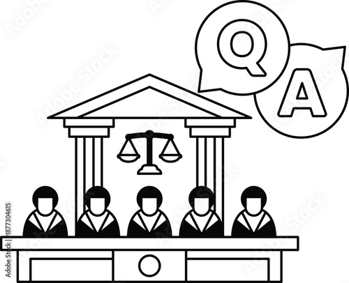 A group of people sitting at a table with a building in the background