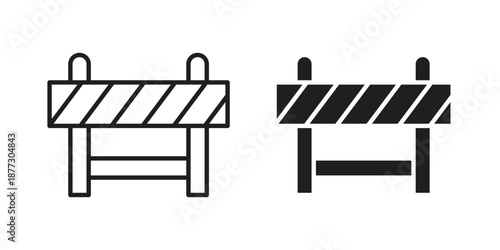 Roadblock icons collection glyph and mixed vector Illustrations