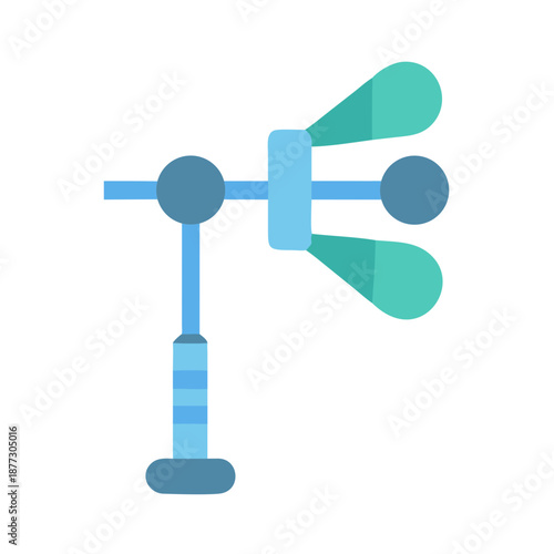 Minimalist anemometer icon on White Background displaying wind speed