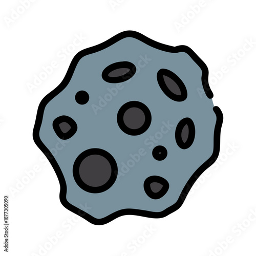 Cartoon asteroid with craters floating against a White Background