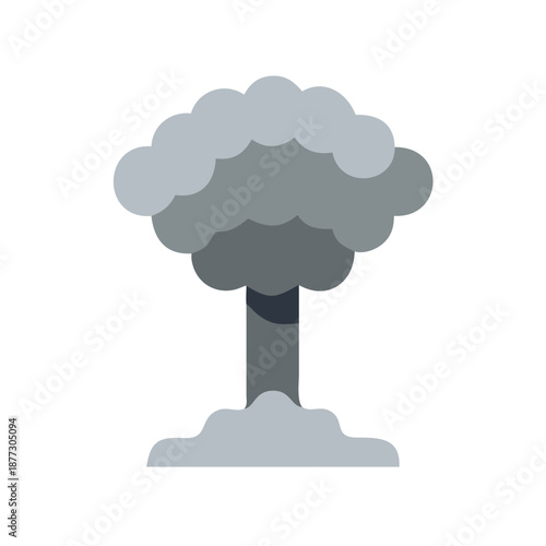 Stylized flat illustration of an atomic explosion on White Background