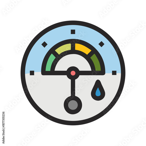 Water level indicator gauge showing moderate measurement
