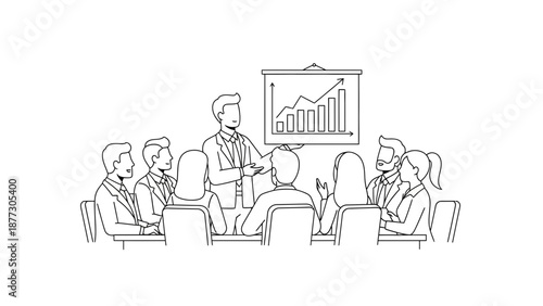 Business Presentation: Speaker Explains Growth Chart to Audience in Meeting