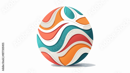 Vibrant colorful Easter egg with wavy patterns