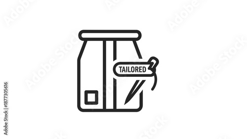 Tailored Clothing Icon: Sewing Needle and Thread with Garment Tag