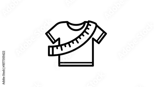 T-shirt with measuring tape icon, clothing size, tailoring, fashion design