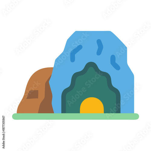 Stylized cave entrance with light revealing inside illustration