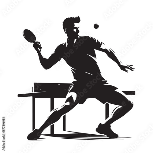 Table tennis player silhouette vector illustration