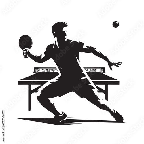 Table tennis player silhouette vector illustration