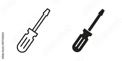 Screwdriver icons collection glyph and mixed vector Illustrations