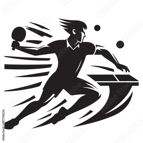 Table tennis player silhouette vector illustration