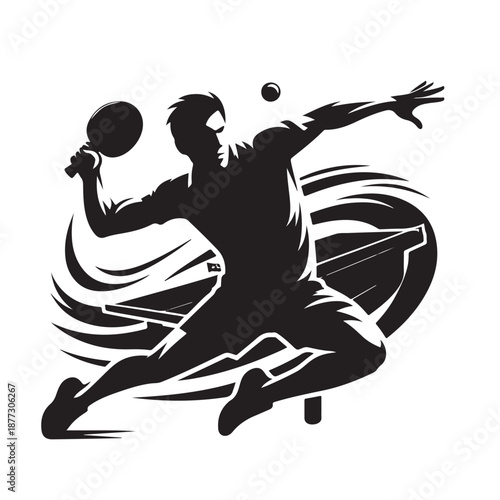 Table tennis player silhouette vector illustration