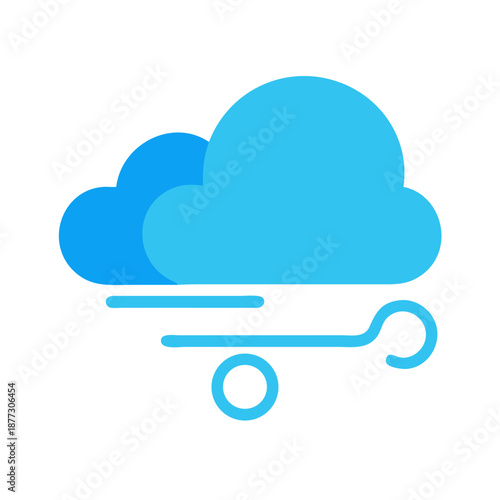 Simple Illustration of Clouds and Wind Isolated on White