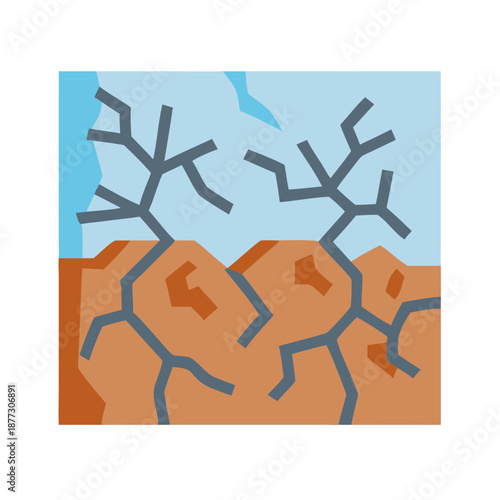 Flat design image of cracked earth in arid landscape