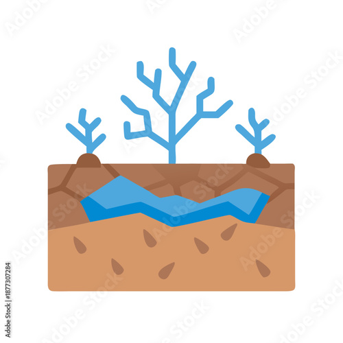 Dry Cracked Earth and Dying Plants Illustration Graphic Design