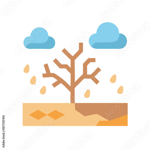 Stylized Illustration of Arid Land and Lack of Rain